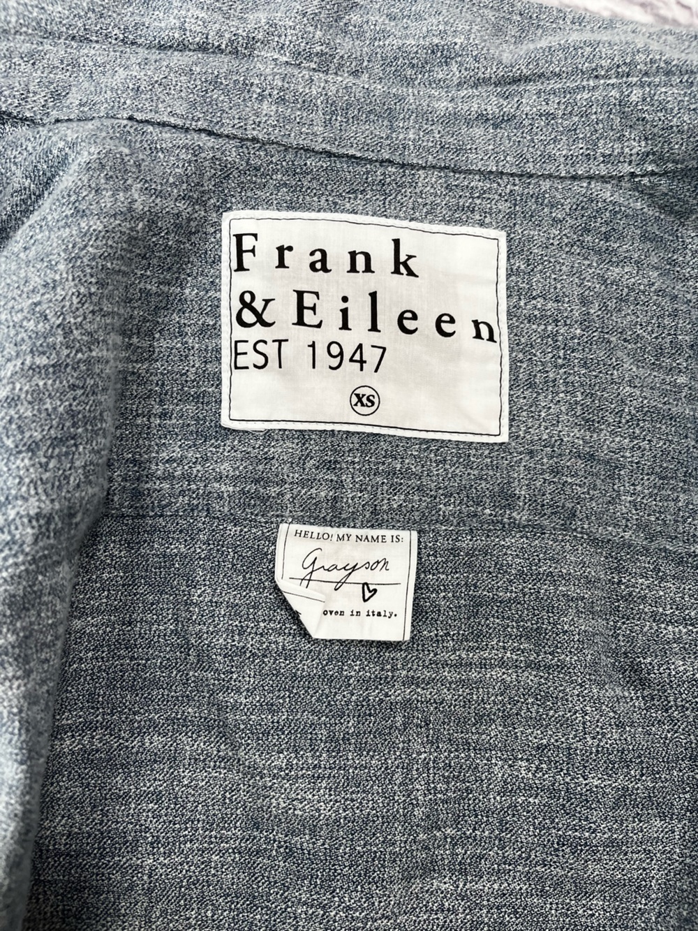 Frank & Eileen EILEEN Grayson Blue Italian Cotton Button Down coastal Shirt XS - Picture 2 of 9